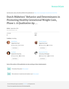 Dutch Midwives' Behavior and Determinants in Promoting Healthy Gestational Weight Gain, Phase 1: A Qualitative Approach