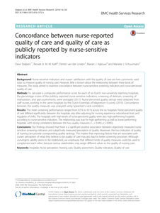 Concordance between nurse-reported quality of care and quality of care as publicly reported by nurse-sensitive indicators