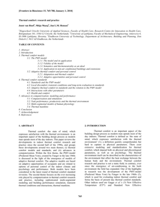 Thermal comfort: research and practice