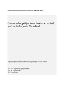 Gemeenschappelijke kennisbasis van sociaal werk opleidingen in Nederland