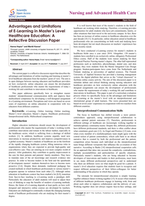 Advantages and Limitations of E-Learning in Master’s Level Healthcare Education