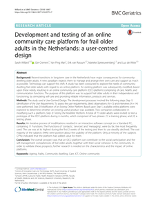 Development and testing of an online community care platform for frail older adults in the Netherlands