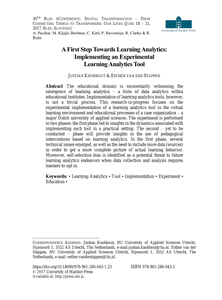 A First Step Towards Learning Analytics