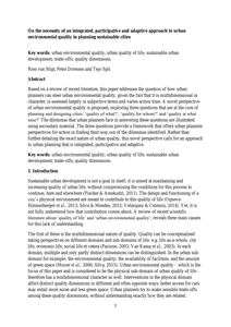 On the Necessity of an Integrated, Participative and Adaptive Approach to Sustainable Urban Environmental Quality Planning