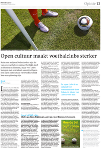 Open cultuur maakt voetbalclubs sterker