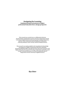 Designing for learning: studying learning environments in higher professional education from a design perspective