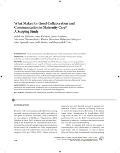 What Makes for Good Collaboration and Communication in Maternity Care?