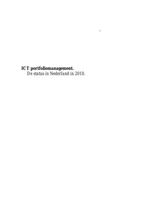 ICT portfoliomanagement : de status in Nederland in 2010 / Kenniskring portfolio management