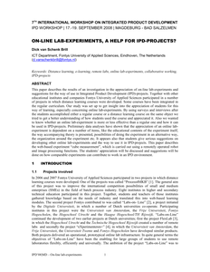 On-line lab-experiments, a help for IPD projects?