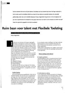 Ruim baan voor talent met Flexibele Toelating