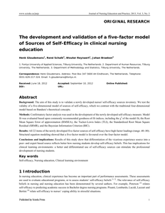 The development and validation of a five factor model of sources of self-efficacy in clinical nursing education