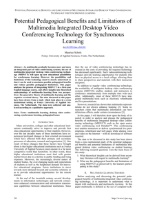 Potential Pedagogical Benefits and Limitations of Multimedia Integrated Desktop Video Conferencing Technology for Synchronous Learning