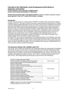 Education in the Netherlands, recent developments and the debate on integration and inclusion