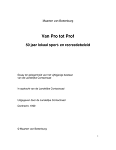 Van Pro tot Prof. 50 jaar lokaal sport- en recreatiebeleid