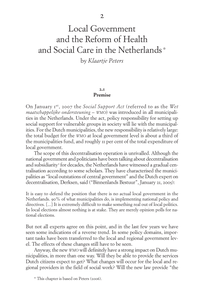 Local Government and the Reform of Health and Social Care in the Netherlands