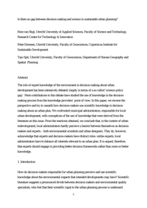 Is there no gap between decision-making and science in sustainable urban planning?