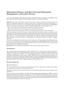 Information workers and their personal information management: a literature review