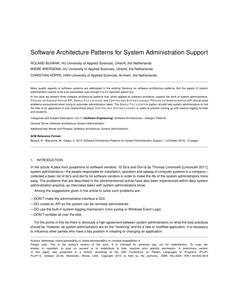 Software Architecture Patterns for System Administration Support