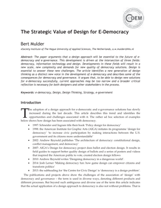 The strategic value of design for e-democracy