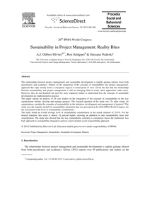 Sustainability in Project Management: Reality Bites