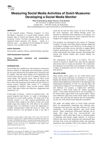 Measuring social media activities of Dutch museums.