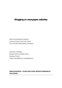 Blogging on newspaper web sites