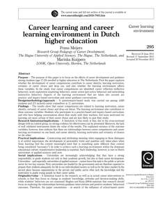 Career learning and career learning environment in Dutch higher education