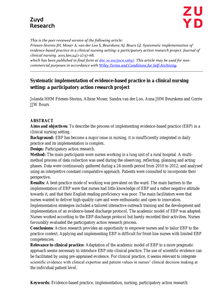 Systematic implementation of evidence-based practice in a clinical nursing setting