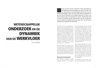 Wetenschappelijk onderzoek en de dynamiek van de werkvloer