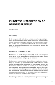 Europese integratie en de beroepspraktijk