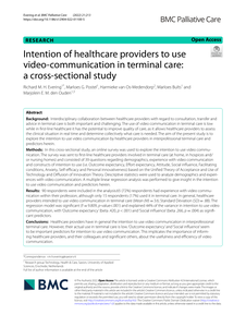 Intention of healthcare providers to use video-communication in terminal care a cross-sectional study