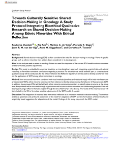 Towards culturally sensitive shared decision-making in oncology a study protocol integrating bioethical qualitative research on shared decision-making among ethnic minorities with ethical reflection