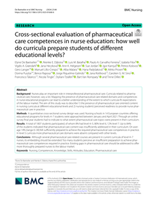 Cross-sectional evaluation of pharmaceutical care competences in nurse education