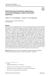 Physical learning environments’ supportiveness to innovative pedagogies: students’ and teachers’ experiences